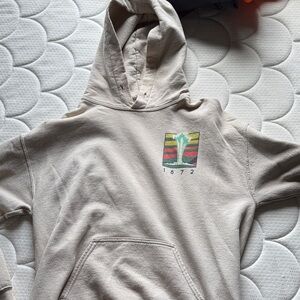 Beige Hoodie with Graphic Design
